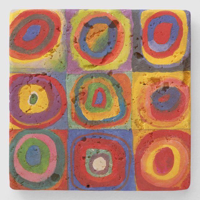 Kvadrater med koncentriska cirklar | Kandinsky | Stenunderlägg (Framsidan)
