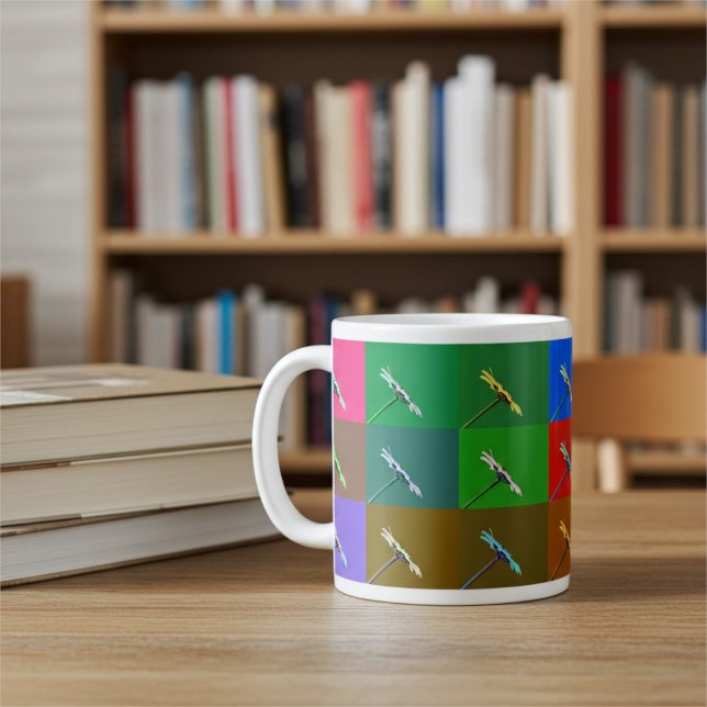 Kvadrater med ljus och färgstark Daisy, Blommigt a Kaffemugg (Skapare uppladdad)