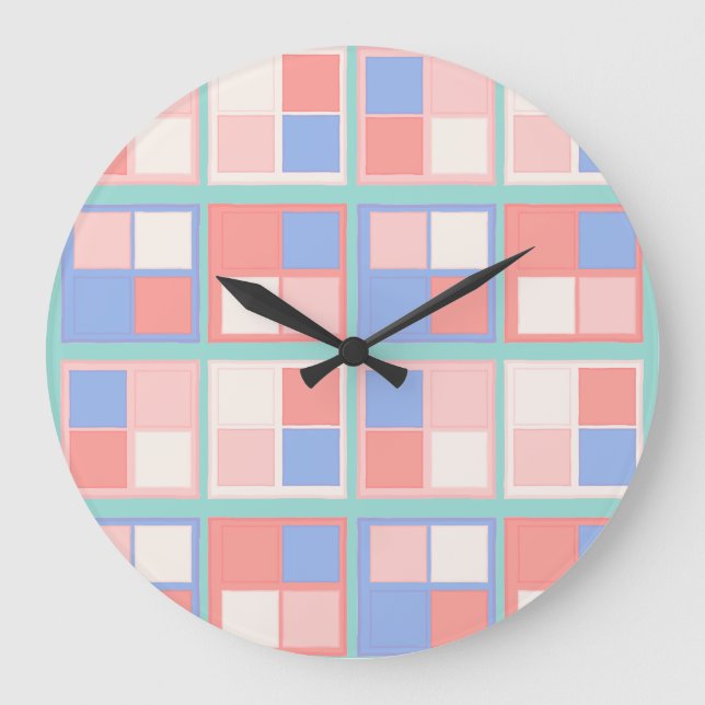 Kvadraterna Färg Stor Klocka (Framsida)
