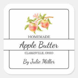 Kvadratetikett för Homemade Apple Butter Fyrkantigt Klistermärke