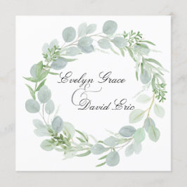 Kvadratfärgad inbjudan till Greenery Wedding