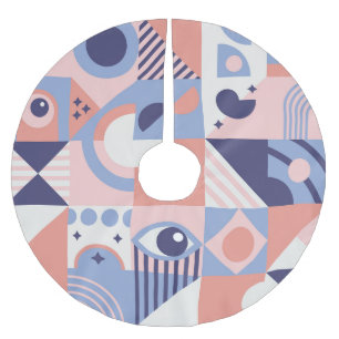 Kvadratformer: Geometrisk Abstrakt Mosaic Julgransmatta Borstad Polyester