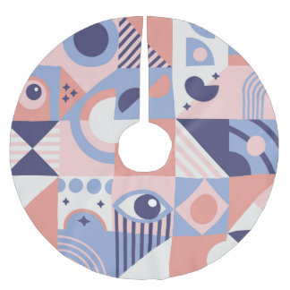 Kvadratformer: Geometrisk Abstrakt Mosaic Julgransmatta Borstad Polyester