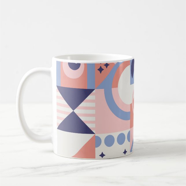 Kvadratformer: Geometrisk Abstrakt Mosaic Kaffemugg (Vänster)