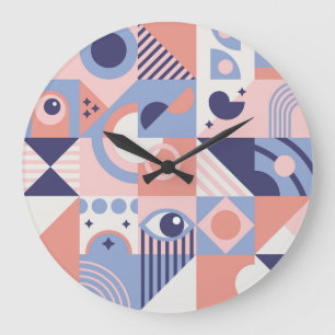 Kvadratformer: Geometrisk Abstrakt Mosaic Stor Klocka