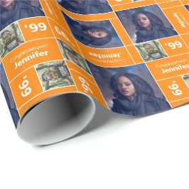 Kvadratfoto-Studenten-klass, Orange Presentpapper