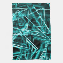 Kvadrathörn och neonblåa prickar från cyan eller h kökshandduk