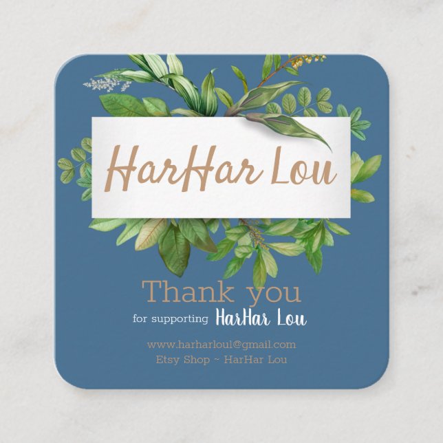 Kvadratisk, 2,5 x 2,5-tums Affärskort Fyrkantigt Visitkort (Framsida)