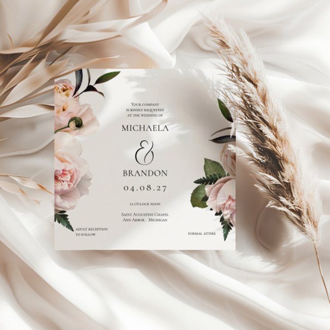 Kvadratisk  Blommigt Inbjudningskort för möhippan (Skapare uppladdad)