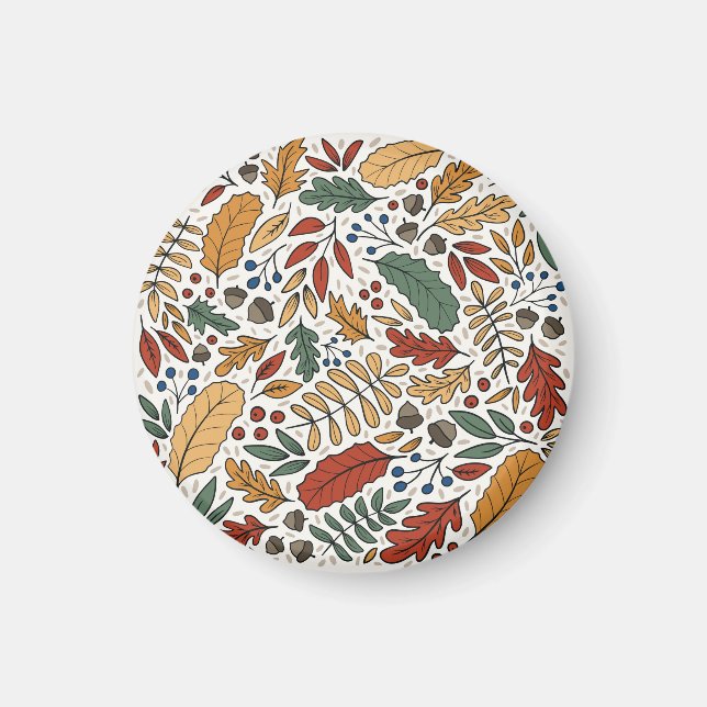 Kvadratisk design för Löv på hösten Färgad Magnet (Framsidan)