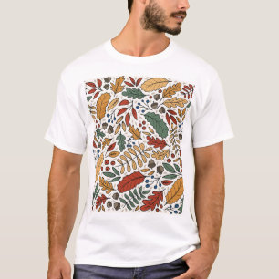 Kvadratisk design för Löv på hösten Färgad T Shirt