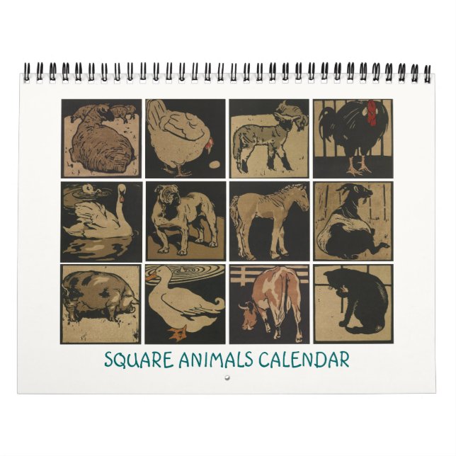 Kvadratisk djurkalender - Barnyard Teckning Kalender (Omslag)
