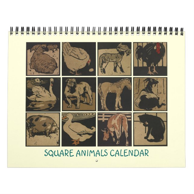 Kvadratisk djurkalender - Barnyard Teckning Kalender (Omslag)