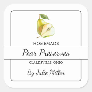 Kvadratisk etikett för Homemade Pear Preserve