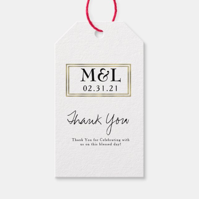 Kvadratisk form för Bröllop Tack Faux Guld Presentetikett (Framsidan)