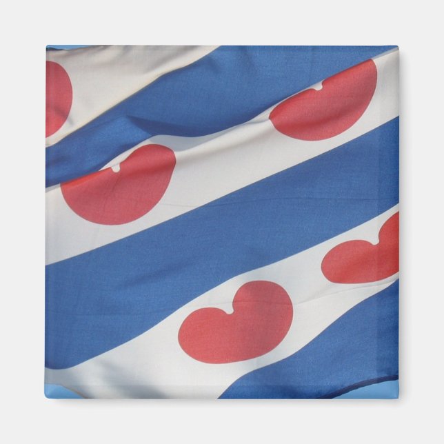 Kvadratisk frisisk Flagga (Fryslan), undervattensm Magnet (Framsidan)