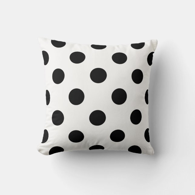 Kvadratisk fyllning, Polka dots, Svart och vitt Kudde (Framsida)