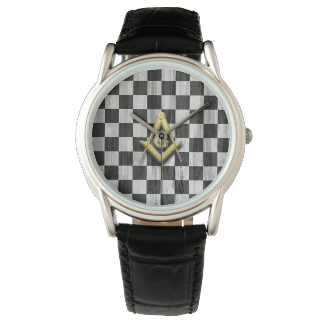 Kvadratisk kompass och Checkers Armbandsur (Framsida)