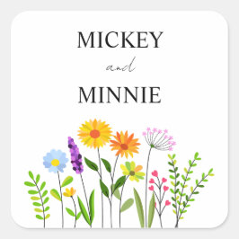 Kvadratisk markör för vår blommigt elegant bröllop fyrkantigt klistermärke