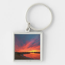 Kvadratisk nyckelkedja fyrkantig silverfärgad nyckelring