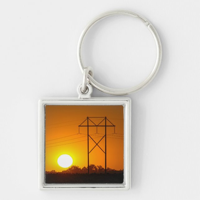Kvadratisk nyckelkedja fyrkantig silverfärgad nyckelring (Framsidan)