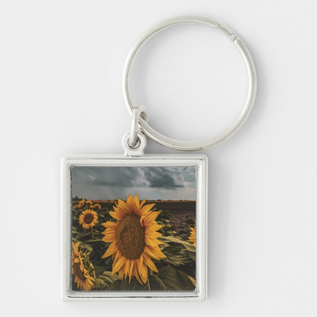 Kvadratisk nyckelkedja fyrkantig silverfärgad nyckelring (Framsidan)