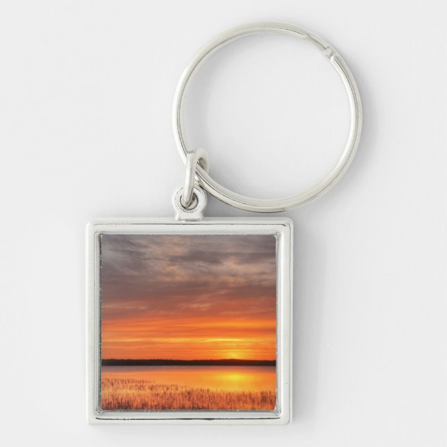 Kvadratisk nyckelkedja fyrkantig silverfärgad nyckelring (Framsidan)