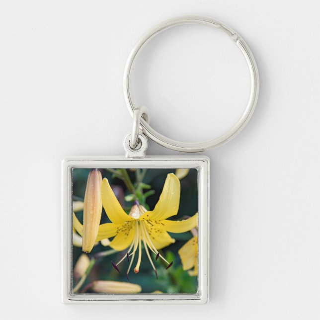 Kvadratisk nyckelkedja fyrkantig silverfärgad nyckelring (Framsidan)