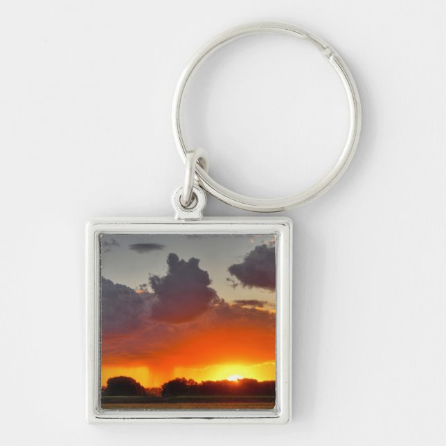 Kvadratisk nyckelkedja fyrkantig silverfärgad nyckelring (Framsidan)