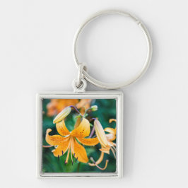 Kvadratisk nyckelkedja fyrkantig silverfärgad nyckelring