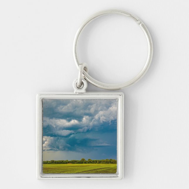 Kvadratisk nyckelkedja fyrkantig silverfärgad nyckelring (Framsidan)