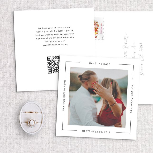 Kvadratisk över text Ram Minimal Spara datum (Skapare uppladdad)