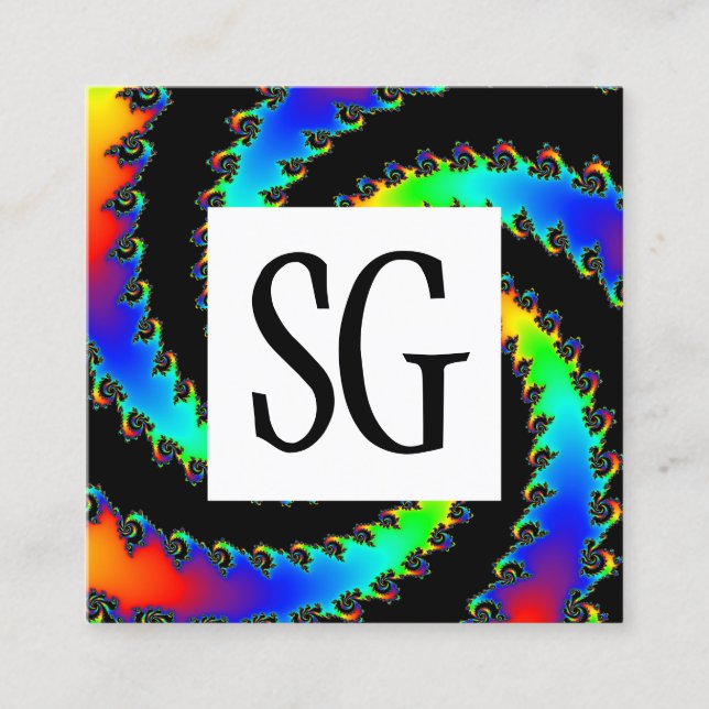 Kvadratisk panel - Initialer - Fractal Vortex 01 Fyrkantigt Visitkort (Framsida)