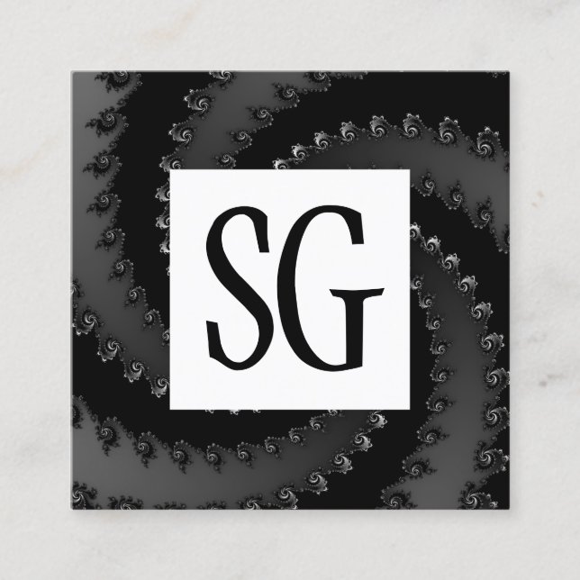 Kvadratisk panel - Initialer - Fractal Vortex 02 Fyrkantigt Visitkort (Framsida)