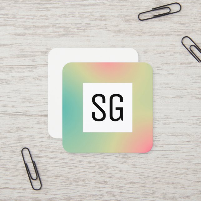 Kvadratisk panel - Initialer - Kvadratisk övertoni Fyrkantigt Visitkort (Fram/Back In Situ)