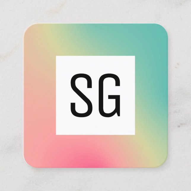 Kvadratisk panel - Initialer - Kvadratisk övertoni Fyrkantigt Visitkort (Framsida)