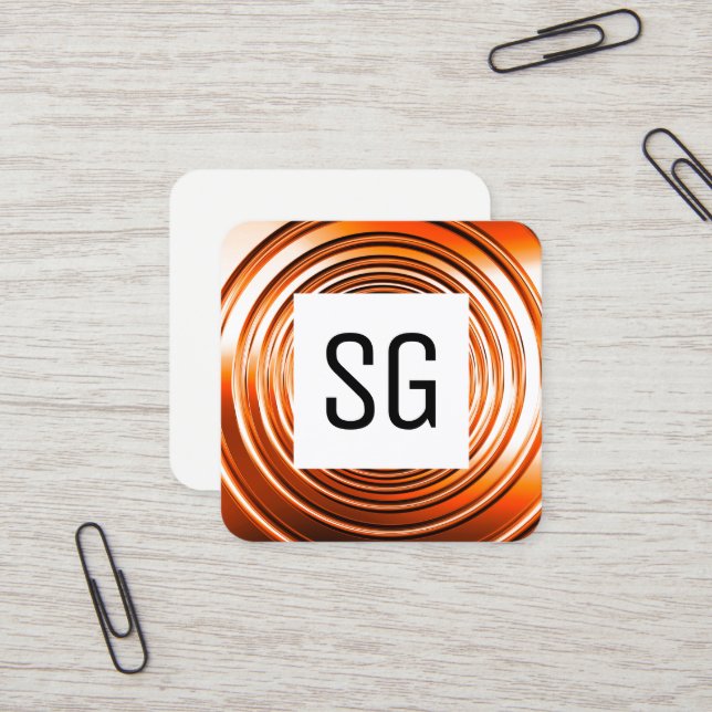 Kvadratisk panel - Initialer - Lång Vår-Orange Fyrkantigt Visitkort (Fram/Back In Situ)