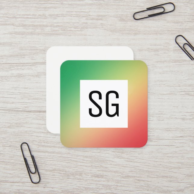 Kvadratisk panel - Initialer - Övertoningsfärg, gu Fyrkantigt Visitkort (Fram/Back In Situ)