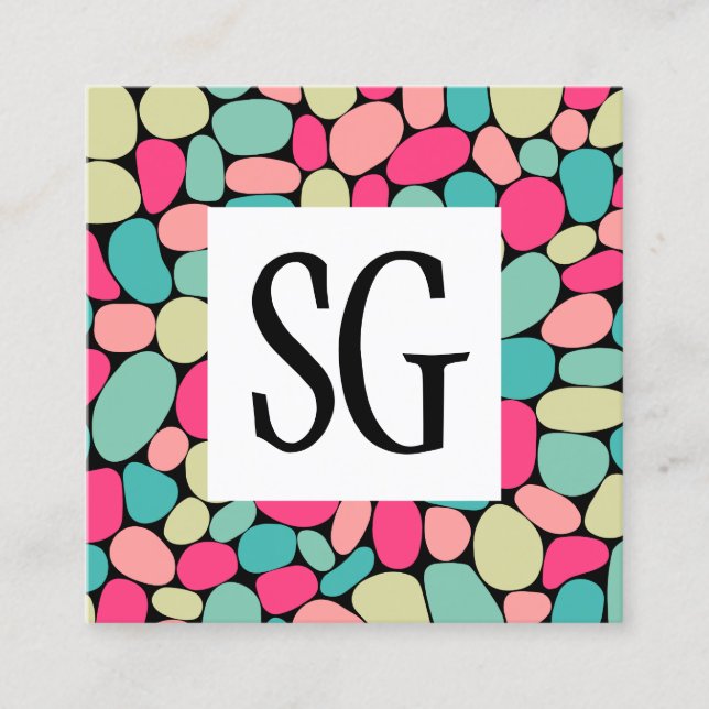 Kvadratisk panel - Initialer - Pebble Shapes 01 Fyrkantigt Visitkort (Framsida)
