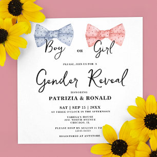 Kvadratisk Rosa och Genderna Bows i Party Inbjudningar