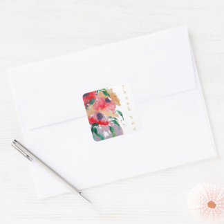 Kvadratisk ruta för tackens Blommigt Elegant Fyrkantigt Klistermärke