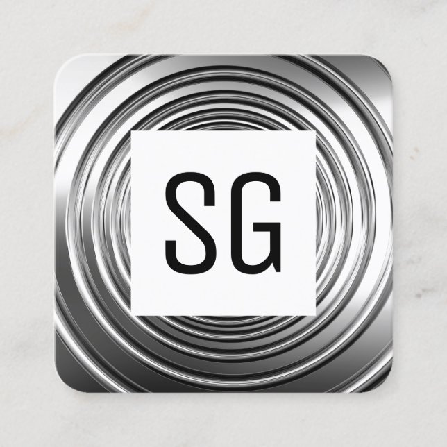 Kvadratisk ruta - Initialer - Lång Vår&B Fyrkantigt Visitkort (Framsida)