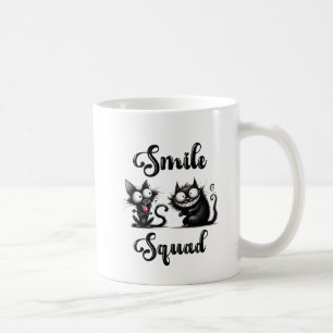 Kvadratisk ruta med praktisk kattteckendesign kaffemugg