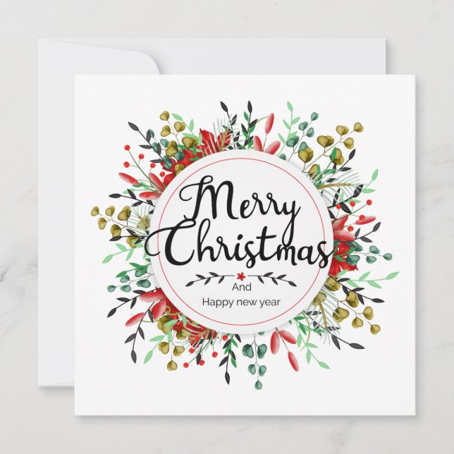 Kvadratiskt julkort för blommande andedräkt (Framsida)