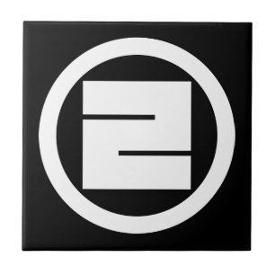 Kvadratiskt kanji-tecken för ONE i cirkel Kakelplatta