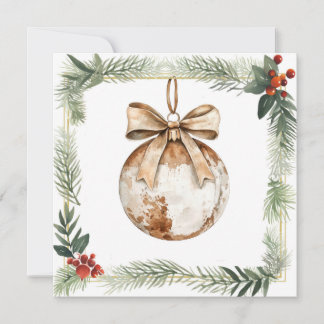 Kvadratiskt kort med julprydnad