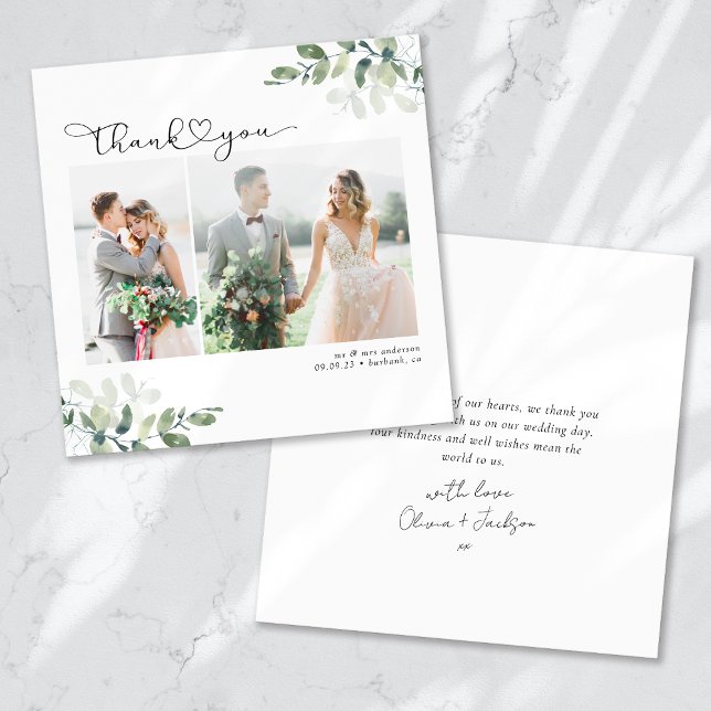 Kvadratiskt minimalistiskt fotopapport Bröllop - t Tack Kort (Skapare uppladdad)