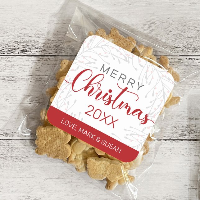 Kvadratjulstickers (Vita) Fyrkantigt Klistermärke (Skapare uppladdad)