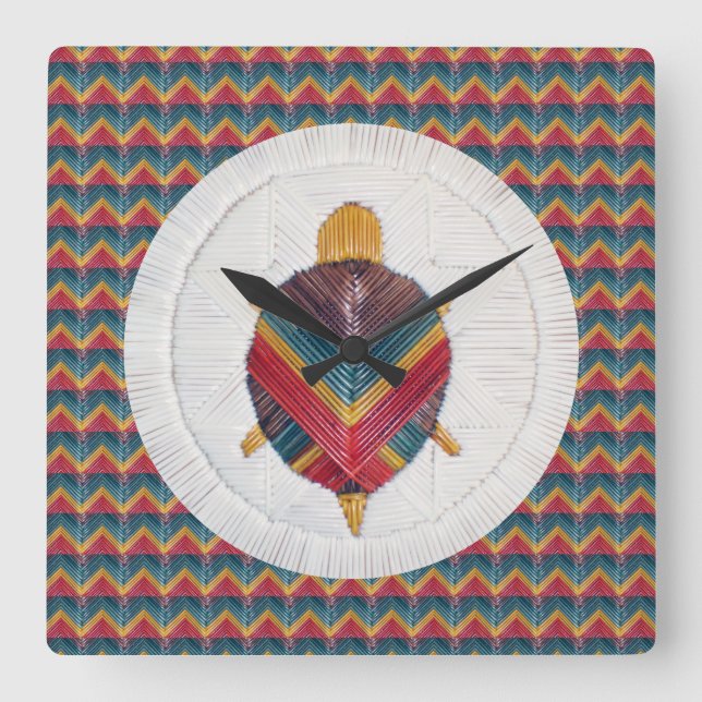 Kvadratklocka med Turtle Star Chevron-design Fyrkantig Klocka (Framsida)