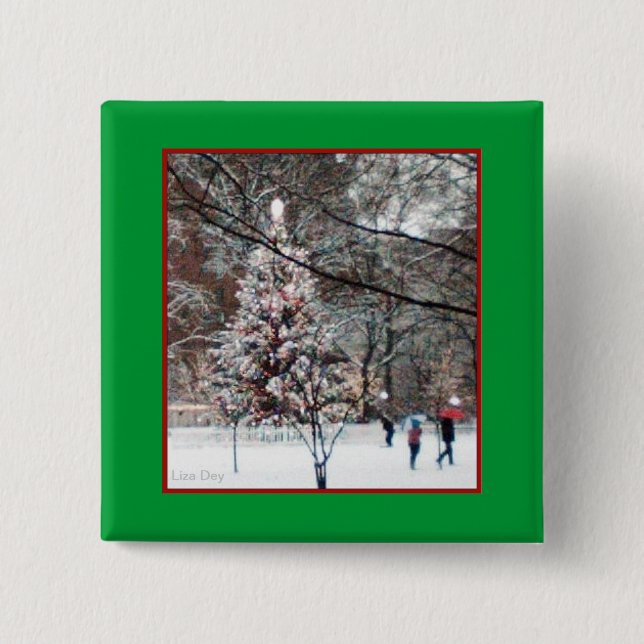 Kvadratknappen "Julgran" Knapp (Framsida)